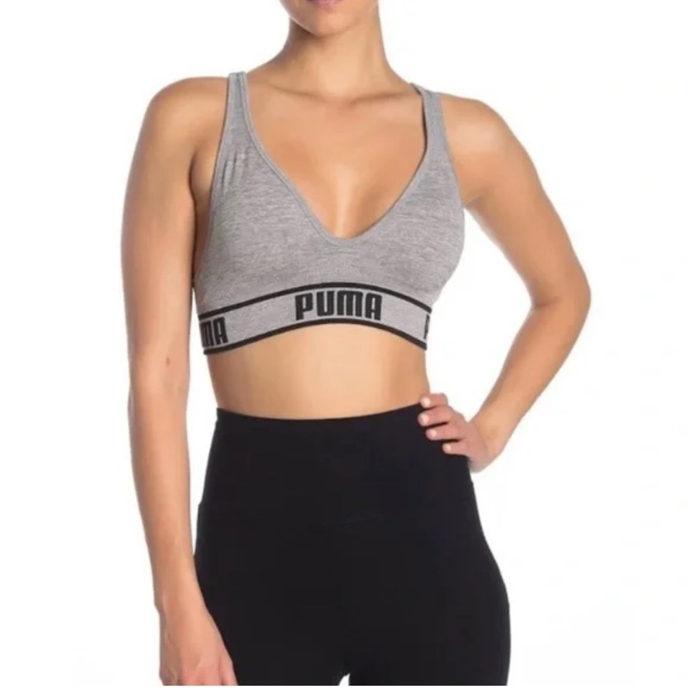 PUMA Light Gray Crossback Sports Bra